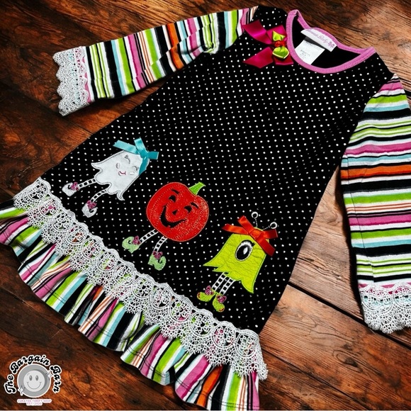 Bonnie Baby Halloween Dress 24M (2011) – Ghost Pumpkin Owl Appliqué – Ruffle Hem - Picture 2 of 6